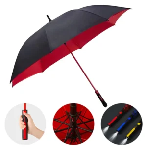 Straight Pattern LED Golf Umbrella with Custom Logo Windproof Outdoor
