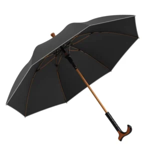 Straight Pole Detachable Crutch Umbrella Rainproof Anti slip Rubber Belt Safety Reflective Strip Light Mountaineering
