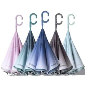 Straight Pole Double-Layer Hands-Free Men’s Anti-Storm Car C-Type Long Handle Gradient Reverse Umbrella
