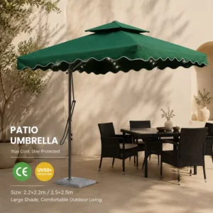 Straight Pole Patio Umbrella with Center Pole Structure for Poolside Dining and Commercial Patios