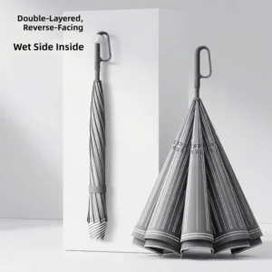 Straight Pole Reverse Buckle Semi-Automatic Impact Cloth Umbrella Rainstorm Resistant Customizable Logo