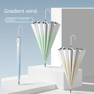 Straight Rod 16-Rib Gradient Sun Umbrella UV Protection Classic Design 105cm Open Diameter