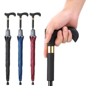 Straight Shaft Walking Stick Umbrella Rainproof Non-Slip Rubber Grip for Hikers Custom Logo Available
