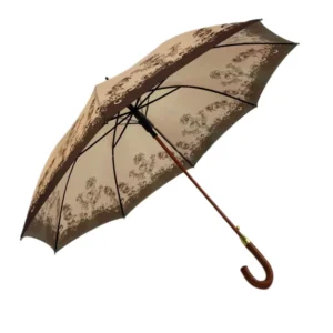 Straight Umbrella 120cm Open Diameter Auto-Open Button Black-Plated Metal Shaft