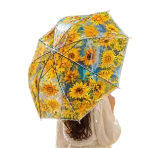 Straight Umbrella POE Transparent UV-Resistant 95cm Long Handle Manual Rain Umbrella
