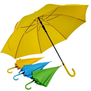 Straight Walking Stick Umbrella, Mixed-Color Pongee Fabric