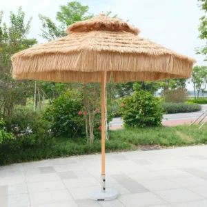 Straight Windproof Outdoor Garden Parasol, Large Size, Thatch Beach Umbrella