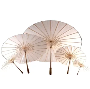 Straight Wooden Fabric Paper Vintage Wedding Party Umbrella