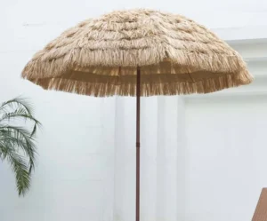 Straw Beach Umbrella, 36-inch, 8K, 170T Polyester, PP Rope, Manual Open