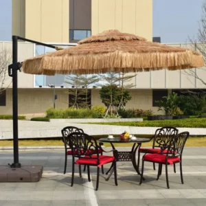 Straw Thatch Patio Parasol Custom Beach Umbrella Outdoor Furniture PP Plastic Aluminum Pole