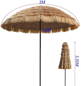Straw Umbrella Vintage Thatch Beach Umbrella With UV Protection