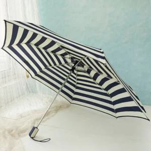 Stripe Printing Portable Windproof Travel Compact Folding Umbrella Automatic for Rain for Women