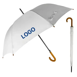 Strong Straight Wood Handle Golf Umbrella Automatic Open Windproof UV Rain Sun Custom Logo Business Promotional