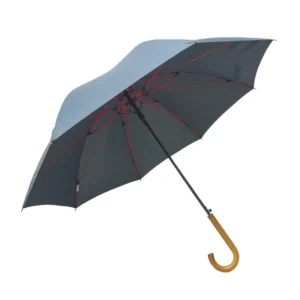 Strong Windproof Straight Umbrella Red Frame Plaid Embossing Pattern