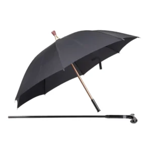 Strong Windproof Waterproof Sun Rain Cane Stick Crutch Umbrella for Grandparents