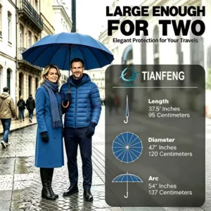 Strong Windproof Wooden Handle Portable Shoulder Strap 16 Straight Umbrella