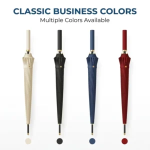 Sturdy 24-Rib Straight Semi-Automatic Windproof Umbrella Business Gift