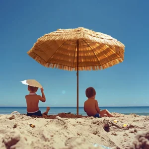 Sturdy 8-Rib Straw Umbrella for Cafes and Beaches