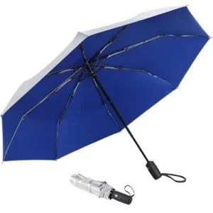 Sturdy Straight Umbrella with Double Canopy and Vented UV-Proof Fiberglass Skeleton