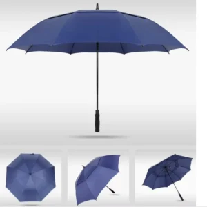 Sublimation Golf Style Umbrella 130cm Fiberglass Minimalist Design Auto Open Button Custom