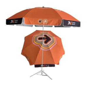Sublimation Heat Transfer Printing Waterproof Foldable Eco Friendly Beach Umbrella Stainless Steel Pole for Outdoor Furniture