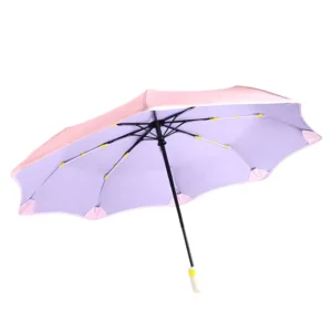 Sun Protection Auto Open Safe Round Blunt Tips 8 Ribs Fiberglass Frame Waterproof 190T Pongee Fabric Three Folding Umbrella
