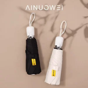Sun Rain Dual Use Fully Automatic Black Coating UV Protection High Density 190T Pongee Mini Five Folding Pocket Umbrella