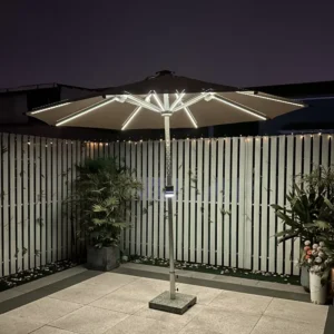 Sun Shade Parasol Vintage Patio Garden Umbrella Fishing Umbrella Outdoor Centre Pole Beach Umbrella With Light