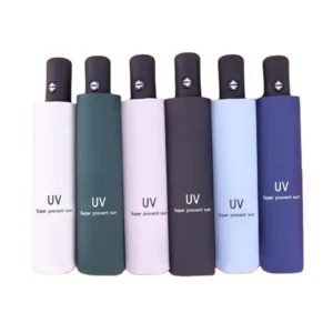 Sun and Rain 3-Fold Manual UV Umbrella Classic Fiber Single-Layer Auto-Open Solid Color Umbrella
