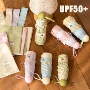 Sunny-Rainy Umbrella Compact UV-Protective Gel Portable Pocket-Sized Dual-Use Sunshade Flower Pattern Parasol