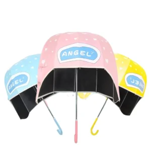 Sunny and Rainy Dual-use Helmet-style Hat Umbrella Black Coating UV Umbrella Custom 10 Ribs Gift Straight Umbrella