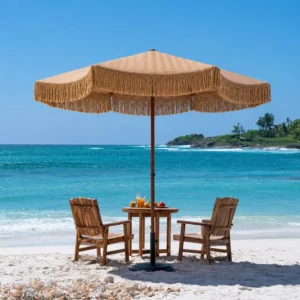 Sunshade Beach Umbrella with Tassels for Hotel Swimming Pool