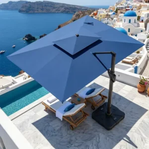 Sunshade Parasol 10*13FT Patio Deck Backyard Cantilever Umbrella with Water Tank Base
