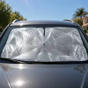 Sunshade Umbrella 190T Pongee Silver UV Coated Fiberglass Ribs Manual Open Close for Parking Use