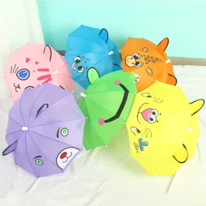 Super Mini 3D Stereo Student Umbrella for Kids with Cute Cartoon Animal Ear Design, Logo Available