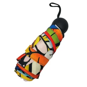 Super Mini Business Travel Umbrella-Manual Pongee Five-Folding Fiberglass Ribs Windproof Folding Design Plastic Handle Custom