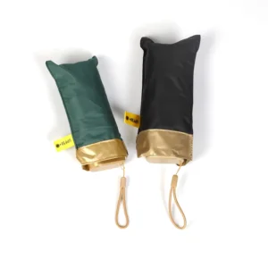 Super Mini Classic 5-Fold Polyester Travel Umbrella with Golden Coating UPF50+ Manual Open Hanging Feature for Sunny & Rainy Use