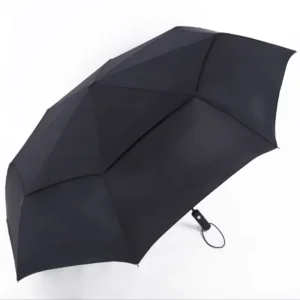 Supplier Automatic Open Polyester Waterproof Double-Layer Windproof Sun Rain Three-Fold Umbrella with Logo Printing