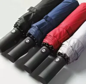 Supplier Fully Automatic Black Pongee Waterproof 3-Folding UV Umbrella
