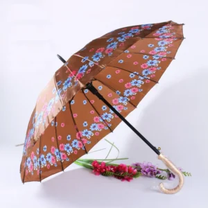Supplier New Design Rainbow J Handle Colorful Stick Umbrella for Girls