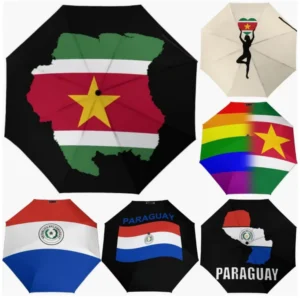 Suriname Paraguay Fully Automatic Folding Umbrella Custom National Themed Flag Design