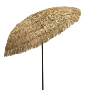 Synthetic Palm Thatch Rice Straw Tree Leaf 8K Vintage Hawaii Parasol with Pole Support