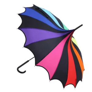 TX11101 Rainbow Pagoda Umbrella for Women, Long-Handled Outdoor Parasol, Custom Design