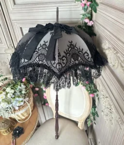 TX1348 Europe Victorian Antique Lace Handmade Adults Hanging Umbrella with Long-handled Vintage Wedding Photography Lolita 8ribs