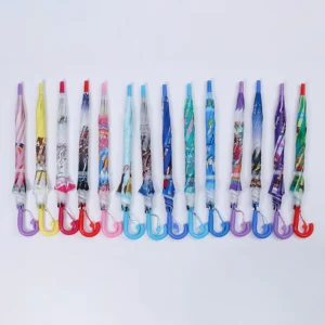 TX2721 Straight Stick Umbrella for Students and Children Automatic Open Character Cartoon Animal Design