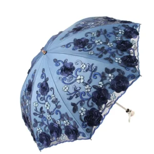 TX3796 Embroidered Wedding Princess Rain-Proof Parasol Luxury Double Layer UV Protection Sun Fold Lace Flower Umbrella