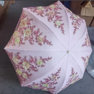 TX4095 Luxury Lolita Double Layer Sun Umbrella Lace Flower Embroidered Wedding Parasol Custom Logo for Adults