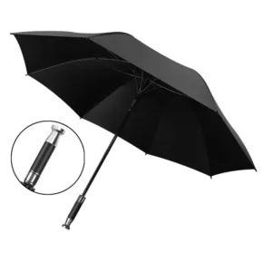TX502 Automatic Golf Umbrella Long Straight Black Coating Metal Handle Pongee Fabric UV