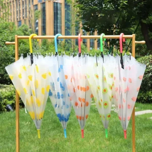 TX8105 Windproof Transparent Stick Umbrella Fruit Animal Print
