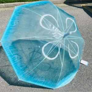TX8206 Japanese Style Transparent Automatic Parachute Ocean Travel Blue Jellyfish Umbrella